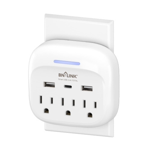 BN-LINK Multi Plug Outlet Extender with USB C, 3 Outlets Surge Protector with USB C Port Power Outlet Splitter Wall Plug 900J Charging Adapter for Dorm, School, Travel, Office, Home