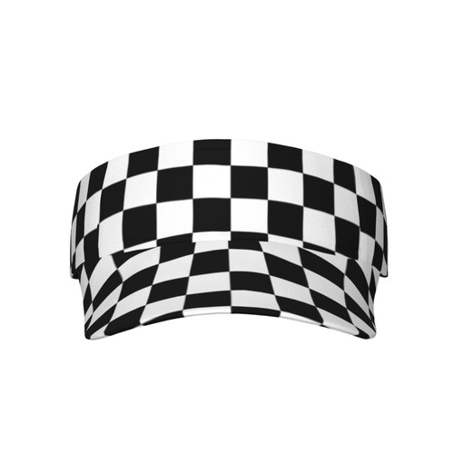 Black and White Checked Sunscreen Visor Cap Sports Adjustable Sun Hat Cap for Beach Pool Golf Tennis Unisex
