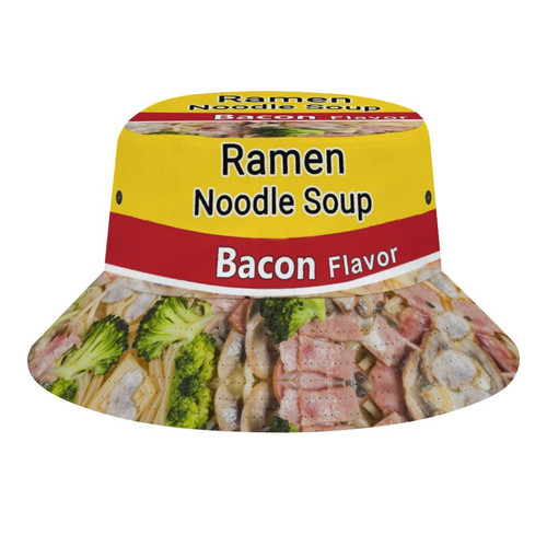 Bacon Ramen Noodle Bucket Hat for Women Men Sun Protection Unisex Fashion Summer Beach Fisherman Hat Cap
