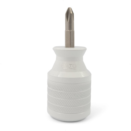 Stubby Screwdriver - Short Tool with Double Ended and Magnetic Bit Phillips & Flat/Slotted Head (White)