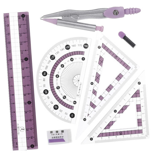 NAMOARLY 1 Set Ruler Set Compass and Protractor Supply Kit Protractor Compass Triangle Board Office Drawing