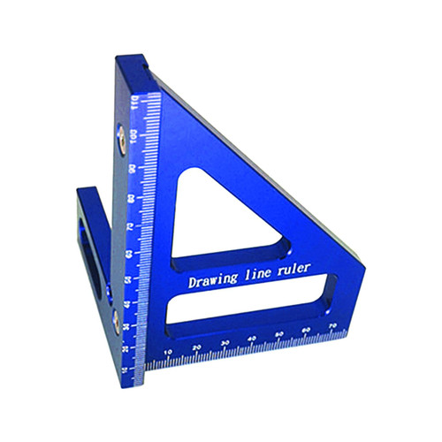 45/90 Degree Aluminum Alloy Miter Triangle Ruler, 3D Multi-Angle Measuring Ruler, Woodworking Square Protractor Miter Triangle Ruler Layout Measuring Tool for Engineer Carpenter(Blue)