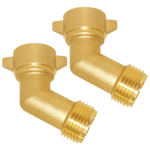 Joywayus 2PCS 3/4" GHT Garden Hose 45-Degree Elbow Brass Connector with Washers for RV Water Hookups and Residential Outdoor Faucets