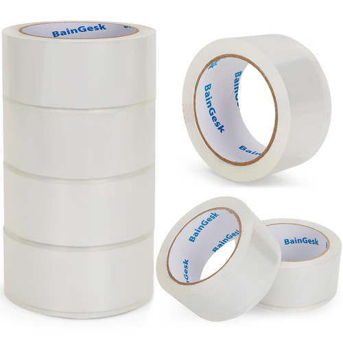 BainGesk 6 Rolls, Clear Packing Tape, 1.88" x 65 Yards, 3" Core, Total 390 Yards, Packing Tape Refills, Heavy Duty Packaging Tape for Shipping Packaging Moving Sealing and Mailing