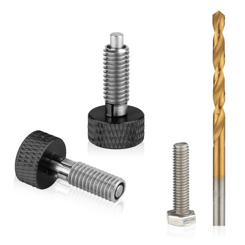 Packout Handle Release Pins Kit, 2pcs Handle Release Pins Hand Retractable Spring Plunger Stainless Steel M6 Quick Release Pins with Bolt and Drill Bit for Toolbox Removal Kit (Black)