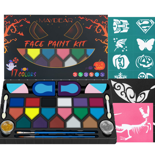 Maydear Face Paint Kit for Kids - Large Water Based Paints, professional Face Paint Palette, Face Paints Safe for Sensitive Skin (17 Colors) Maydear Face Paint Kit for Kids - Large Water Based Paints, professional Face Paint Palette, Face Paints Safe for Sensitive Skin (17 Colors)