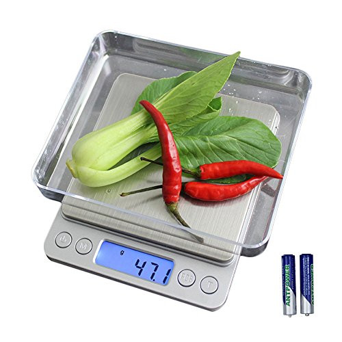 Samsion Digital Kitchen Scale Multifunction Food Scale, 6.6lb / 3000g by 0.1g / 0.01oz, Stainless Steel, LCD Display, Tare and PCS Features, Perfect for Jewelry Baking Cooking, Batteries Included