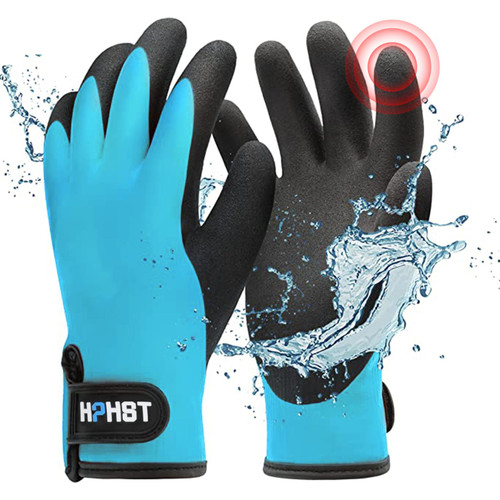 HPHST Waterproof Work Gloves for Men and Women, Winter Work Gloves for Cold Weather, Touchscreen, Thermal Insulated Freezer Gloves (Blue, Small)