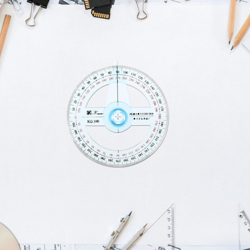 Baluue 15Pcs 360-Degree Protractor, Compass for Drawing and Drafting, Clear Plastic Protractor Math Protractors Clear Protractor Ruler Drafting Tools Circle Protractor for Geometry