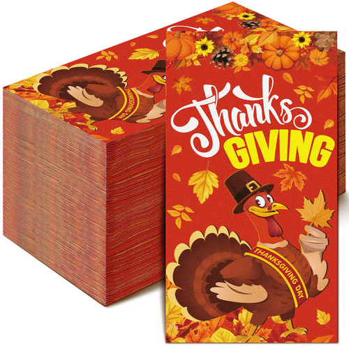 Spiareal Pcs Thanksgiving Napkins Fall Leaves Paper Napkins 3 Ply Thanksgiving Turkey Pumpkin Fall Guest Bathroom Napkin for Home Kitchen Dinner Bathroom Thanksgiving Party Supplies(Turkey Style)