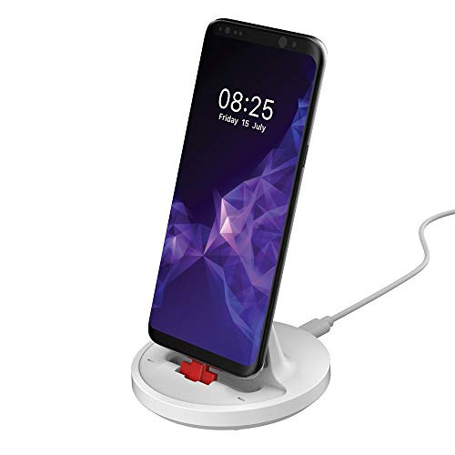 Fast Charge Desktop Charging Cradle, Phone Charger Dock, Phone Docking Station with Adjustable Design. (White)