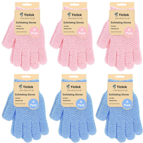 Yiclick Exfoliating Gloves,Body Scrub Exfoliator for Dead Skin Remover, Exfoliate Sponge Loofah Washcloth Mitt for Men Women (6Pink 6Blue) Yiclick Exfoliating Gloves,Body Scrub Exfoliator for Dead Skin Remover, Exfoliate Sponge Loofah Washcloth Mitt for Men Women (6Pink 6Blue)