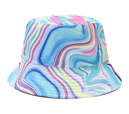 Colorful Tie Dye Bucket Hat for Men Women, Unisex Reversible Summer Travel Beach Sun Hat, Packable Printed Fisherman Hat