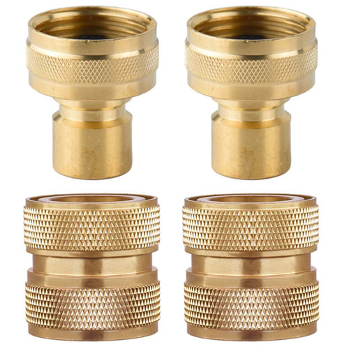 PLG Garden Hose Quick Connect, Genuine Brass Female-Female Quick Disconnect Water Hose Fittings, 2 Set