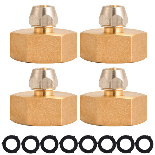 M MINGLE Garden Hose Adapter, 3/4 Inch Female GHT to 1/4 Inch Irrigation Tubing, Brass Faucet Connector, with Extra 8 Washers