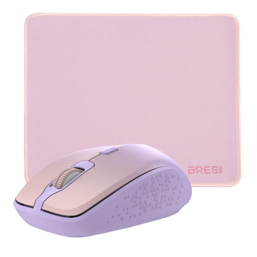 BreSii Wireless Mouse for Laptop, Portable Mouse with Mouse Pad 2.4G/BT 3 Adjustable DPI and USB Nano Receiver for PC Notebook Desktop Computer Mac (Purple)