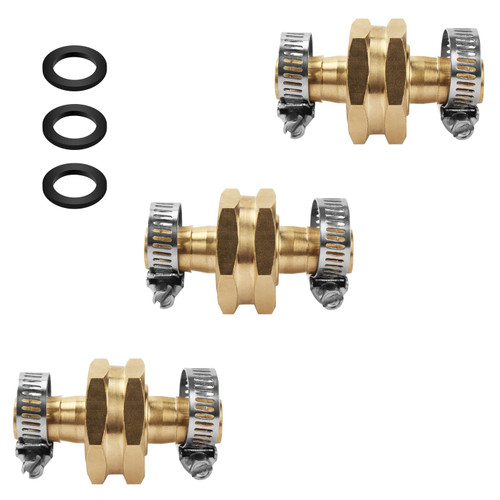 Aillsa 3/8" Garden Brass Mender End Repair Kit Hose Connector Male Female 0.47" Diameter Hose Connector The Brass Garden Hose Mender's