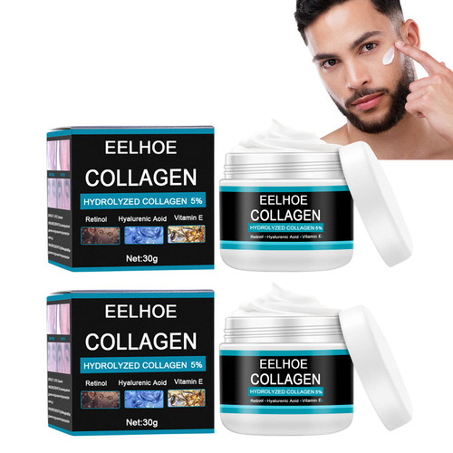 BROUYOUE Collagen Cream for Men,Men Face Moisturizer Cream,Men Anti-wrinkle Cream,Reduce Wrinkles,Fine Lines and Dryness,Day & Night Skin Care Men Skin Tightening Cream (2PCS*30g)