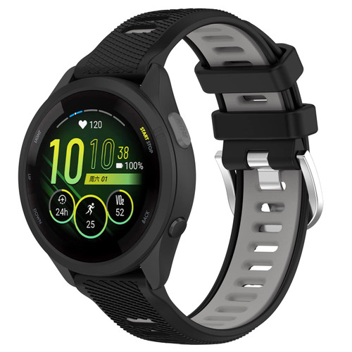 MOTONG For Garmin Forerunner 265 Replacement Band 22mm Replacement Wrist Watch Strap Band For Garmin Forerunner 265/255 Music(Silicone Black + Grey)