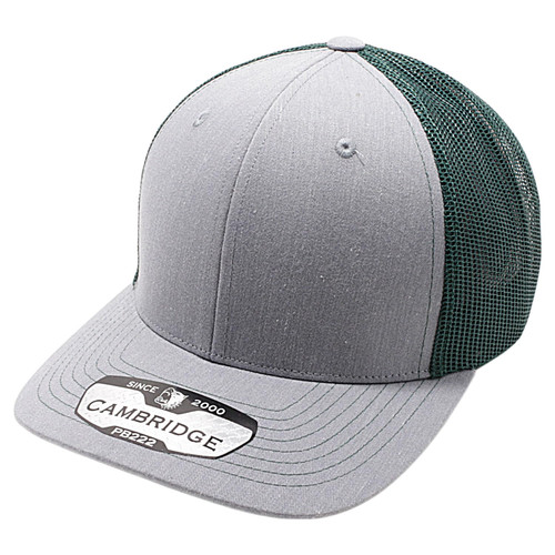 PB222H Pitbull Cambridge Heather Gray Mesh Trucker Hat/Cap (Heather Gray/Dark Green)