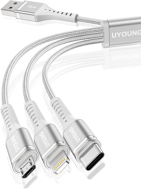 UYOUNG Multi Charging Cable, 2Pack 4FT Multiple USB Charger Cable 3 in 1 Universal Nylon Braided Fast Charge Cord with Type-C/Lightning/Micro USB Port Connectors for Cell Phone/iPhone/Tablet and More UYOUNG Multi Charging Cable, 2Pack 4FT Multiple USB Charger Cable 3 in 1 Universal Nylon Braided Fast Charge Cord with Type-C/Lightning/Micro USB Port Connectors for Cell Phone/iPhone/Tablet and More