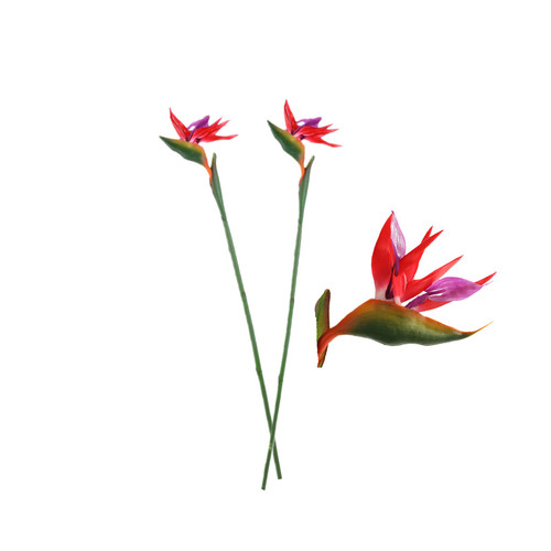 DODXIAOBEUL Large Bird of Paradise 32 Inch Permanent Flower,Flower stem 0.3 Inch,Flower Part is Made of Soft Rubber PU,Artificial Flower Plants Flower Arrangement for Home Office 2 Pcs (Red)