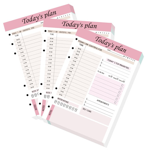 Undated Daily Planner Refill A5 Planner Inserts to Do List Notepad Daily Binder Inner Page Calendar Planner Inserts for Refillable Personal Journal (pink)
