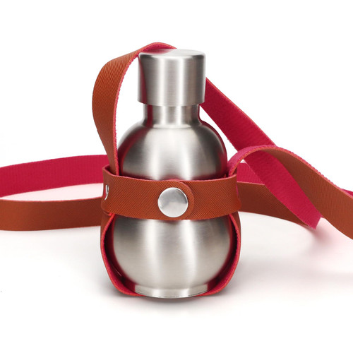 8.4 Oz Stainless Steel Gourd Bottle, Metal Gourd Water Bottle with Brown Strap, Small Drinking Gourd, Whiskey Alcohol Liquor Flask Flagon for Men Women Outdoor