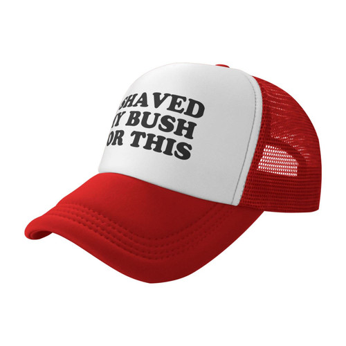 YvoneDBrownn I Shaved My Bush for This Baseball Cap for Men Women Adjustable Mesh Trucker Hat Red
