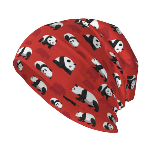 Panda Beanie Hat for Men Women Knit Warm Casual Hats Classic Winter Cap Black