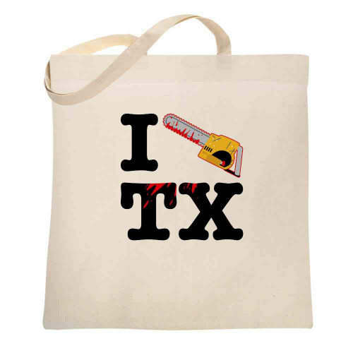 Pop Threads I Chainsaw Texas Horror Movie Parody Funny Natural 15x15 inches Large Canvas Tote Bag