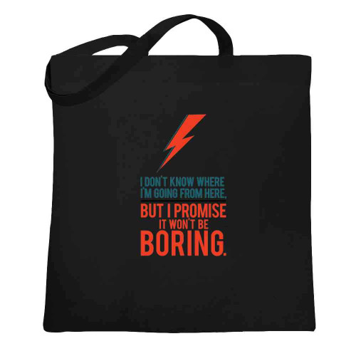 Pop Threads It Wont Be Boring Quote Motivational Music Black 15x15 inches Large Canvas Tote Bag