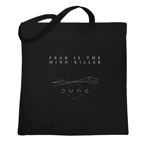 Pop Threads Dune Fear is the Mind Killer Graphic Tote Bag Merchandise Tee Shirt for Adults Black 15x15 inches