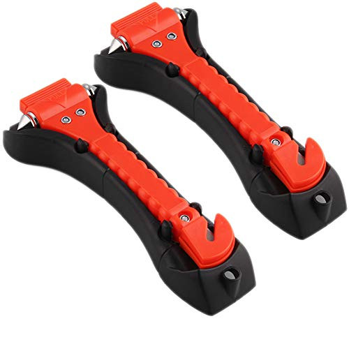 Flyauto Car Safety Hammer Set 2 Pack -Emergency Escape Tool Auto Car Window Glass Hammer Breaker and Seat Belt Cutter Escape 2-in-1 for Family Rescue & Auto Emergency Escape Tools