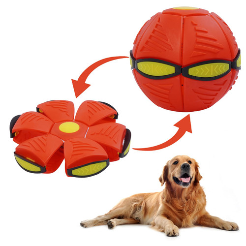Allroaring Pet Toy Flying Saucer Ball for Dogs, Magic UFO Ball for Dog Outdoor Sports, Decompression Flying Flat Throw Disc Balls for Medium and Large Dog, Changeable Shapes Interactive Toys, Red Allroaring Pet Toy Flying Saucer Ball for Dogs, Magic UFO Ball for Dog Outdoor Sports, Decompression Flying Flat Throw Disc Balls for Medium and Large Dog, Changeable Shapes Interactive Toys, Red