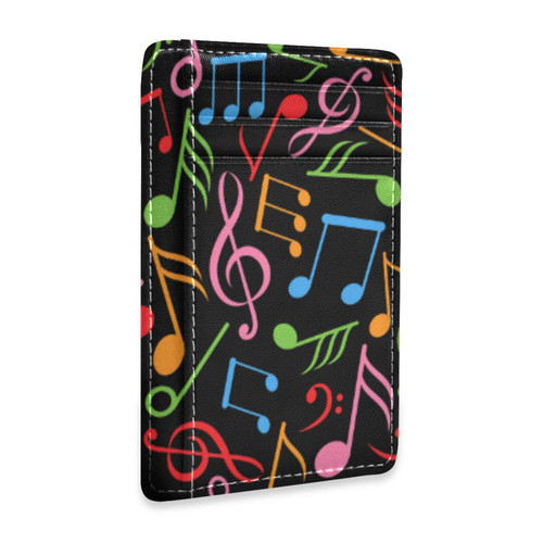 OTVEE Colored Music Note Slim Minimalist Wallet Rfid Blocking Card Wallets PU Leather Front Pocket Wallets