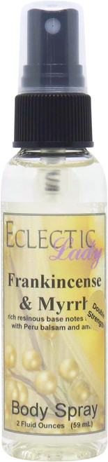 Frankincense And Myrrh Body Spray (Double Strength), 2 ounces, Body Mist for Women with Clean, Light & Gentle Fragrance, Long Lasting Perfume with Comforting Scent for Men & Women, Cologne with Soft,