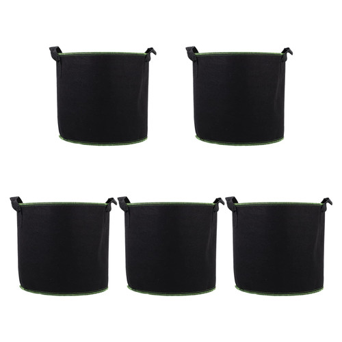 GANAZONO 5 Pcs Fabric Grow Bags Plant Grow Bags with Handles 4 Gallon Non- Woven Fabrics Aeration Nursery Container Garden Seedling Pots Plants Pouch for Outdoor Plant Fruit Vegetables Plant Bags