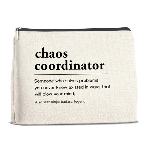 YeleY Chaos Coordinator Gift for Women - Thank You Gifts for Boss Coach Manager Teacher Coworker - Chaos Coordinator Definition Makeup Bag Cosmetic Bag Makeup Zipper Pouch