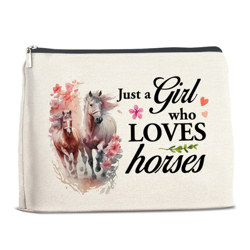 YeleY Gifts for Horse Lovers Girls - Horse Gift Ideas - Horse Lovers Gifts Makeup Bag for Girls Teen Girl - Just a Girl Who Loves Horses Cosmetic Bag Makeup Zipper Pouch YeleY Gifts for Horse Lovers Girls - Horse Gift Ideas - Horse Lovers Gifts Makeup Bag for Girls Teen Girl - Just a Girl Who Loves Horses Cosmetic Bag Makeup Zipper Pouch