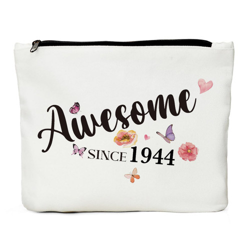 JIUWEIHU 80th Birthday Gifts for Women, 80th Birthday Decorations Present for Women - 80 Year Old Birthday Gift Ideas for Wife Mom Sisters, Friends, Coworker, BFF -Awesome Since 1944 Makeup Bag JIUWEIHU 80th Birthday Gifts for Women, 80th Birthday Decorations Present for Women - 80 Year Old Birthday Gift Ideas for Wife Mom Sisters, Friends, Coworker, BFF -Awesome Since 1944 Makeup Bag