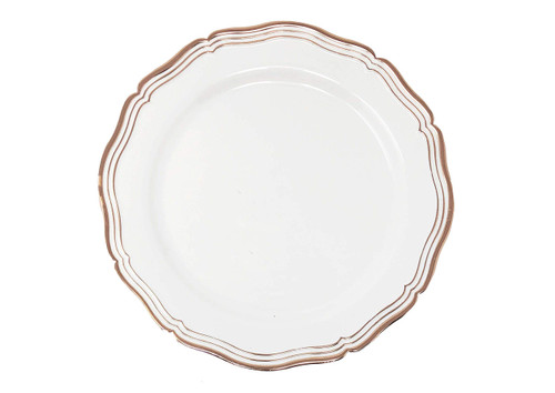 Decorline White and Rose Gold Dinner Plates - 10", Aristocrat Collection - Pack of 10