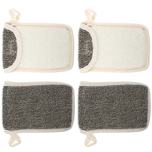 FRCOLOR 4Pcs Soap Pouch Soap Saver Pocket Bubble Foam Net Bar Soap Foam Lather Pouch Linen Shower Soap Bag for Body Facial Cleansing Exfoliating Scrubber