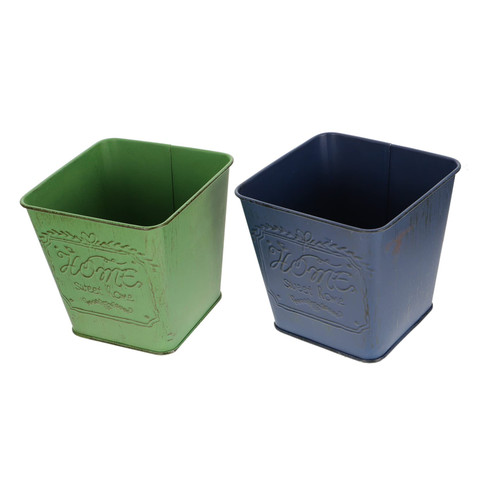 OFFSCH 2pcs Flowerpot Metal Vase Jug Country Style Flower Pot Plant Bucket Pots Metal Flower Pots Planter Iron Bucket Galvanized Flower Bucket Retro Iron Bucket Old Fashioned