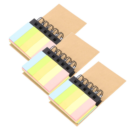 Lurrose 3pcs Paper Notes Stickers Coil Notepad Mini Spiral Notepads Spiral Notebook Page Marker Daily Use Office Notepad Memo Stickers Student Banner Small Coil Kraft Paper