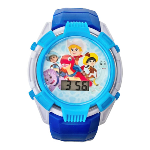 Accutime Kids Dino Ranch Blue Digital Flashing LCD Quartz Childrens Wrist Watch for Boys, Girls, Toddlers with Navy Blue Strap (Model: DNR4003AZ)