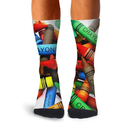 BIAOSD Mens Novelty Funny Crazy Athletic Tube Crew Socks Crayon Dress Socks