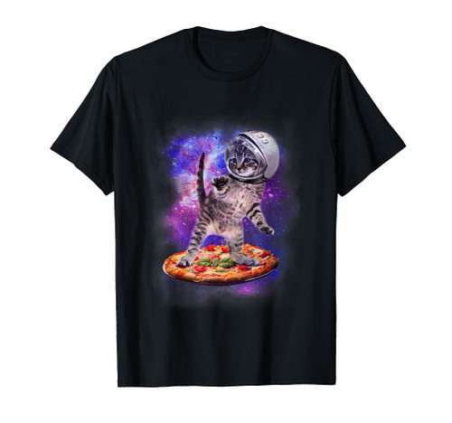 Funny Cat Flying A Pizza Astronaut Kitten Space T-Shirt Funny Cat Flying A Pizza Astronaut Kitten Space T-Shirt