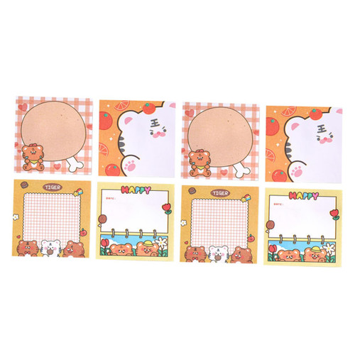 VILLFUL 8pcs Cartoon Note Pads Decorative Memo Self- Stick Memo Sticky Animal Note Memo Notes Removable Stickers Square Note Stickers Paper Office Desktop Label