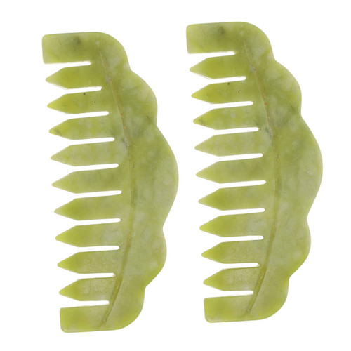 Hemoton 2pcs Massage Comb Jade face Scraper Jade Hair Comb Scalp exfoliating Comb face Scraping Comb Jade Scalp Comb Scraping Plate Jade Head Massager Care Miss Shaving Board Xiuyan Jade